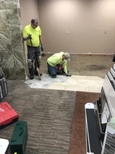 Team Installing floor | Battle Creek Tile & Mosaic